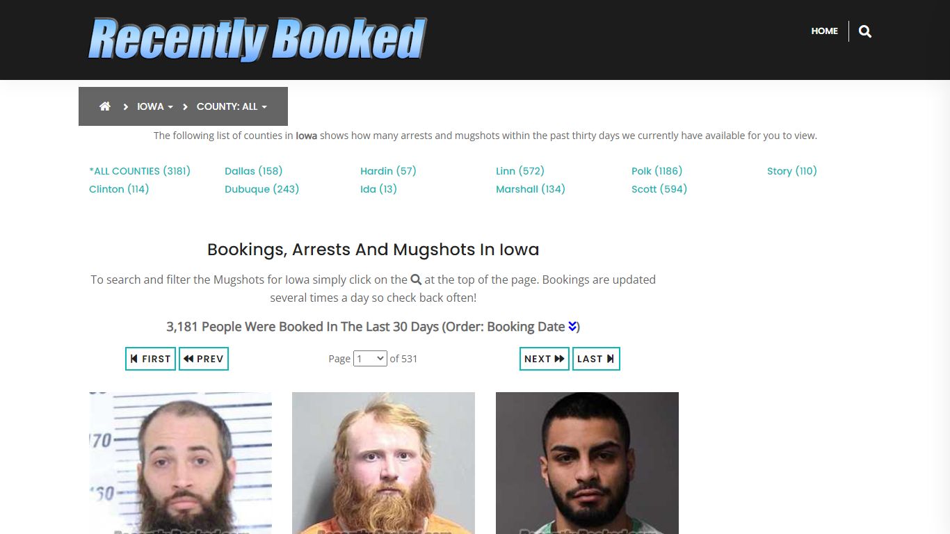 Recent bookings, Arrests, Mugshots in Iowa - Recently Booked