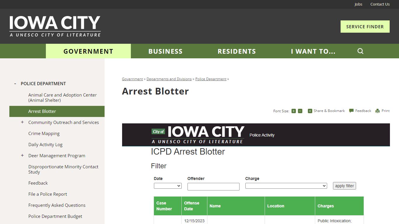 Arrest Blotter | Iowa City, IA